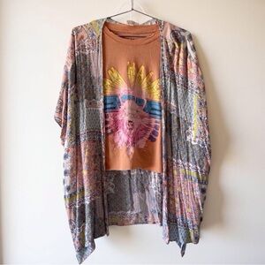 Curated Boho Set Van Halen 1982 Graphic Tee Boho Kimono Retro Rock Aesthetic XL